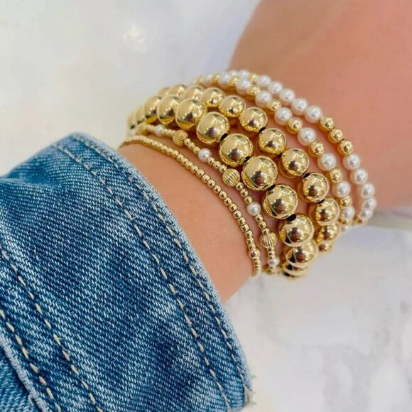 Enewton Gold Bead & White Pearl Mixed Six-Piece Bracelet Set - Picture 7 of 7